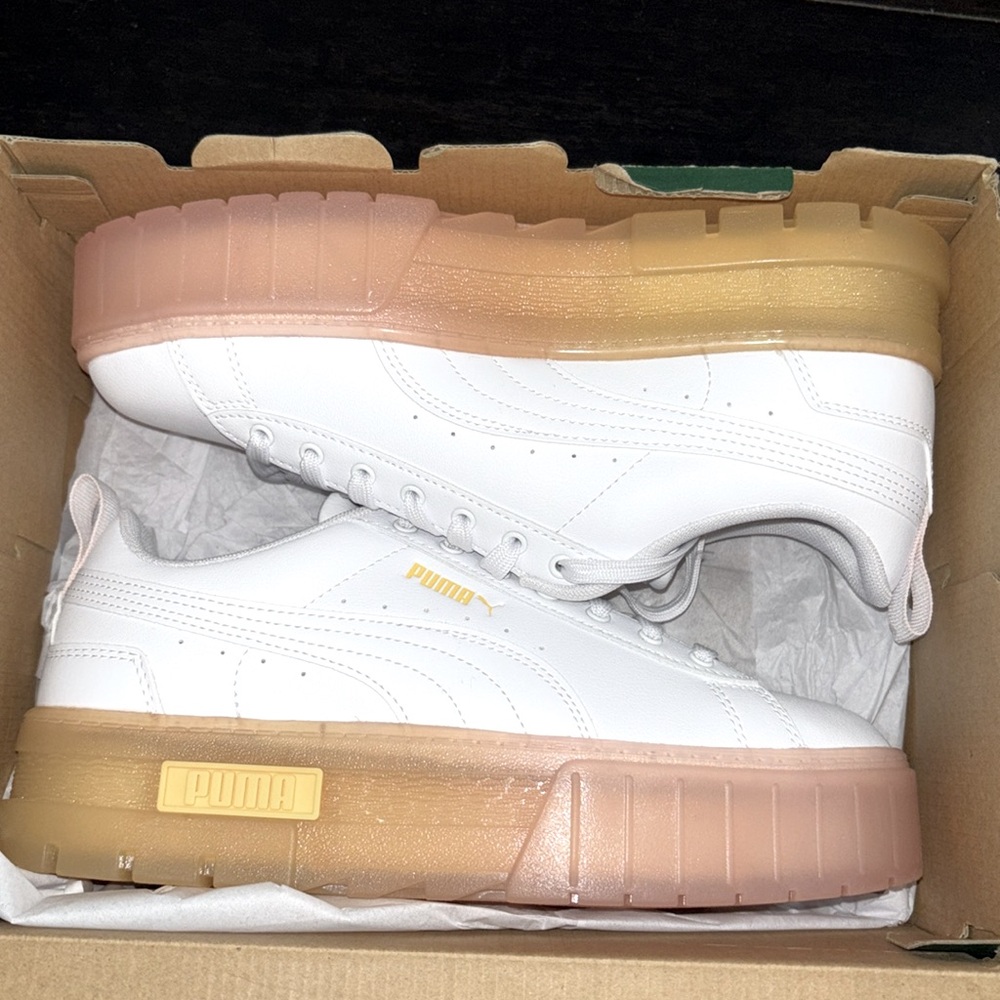 PUMA MAYZE BEACH DAYS PLATFORM SNEAKERS IN WHITE/FROSTY PINK SZ 9,11 NEW IN BOX! - Picture 8 of 11